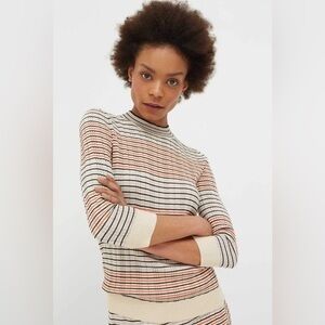 Chinti & Parker Multicolored Fine Lines Silk-Cotton Sweater